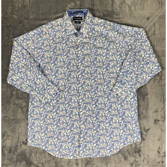 Paul Fredrick Other - Paul Fredrick Paisley Button Up Shirt Blue Men’s 17.5 X 33 Classic Fit Hippie
